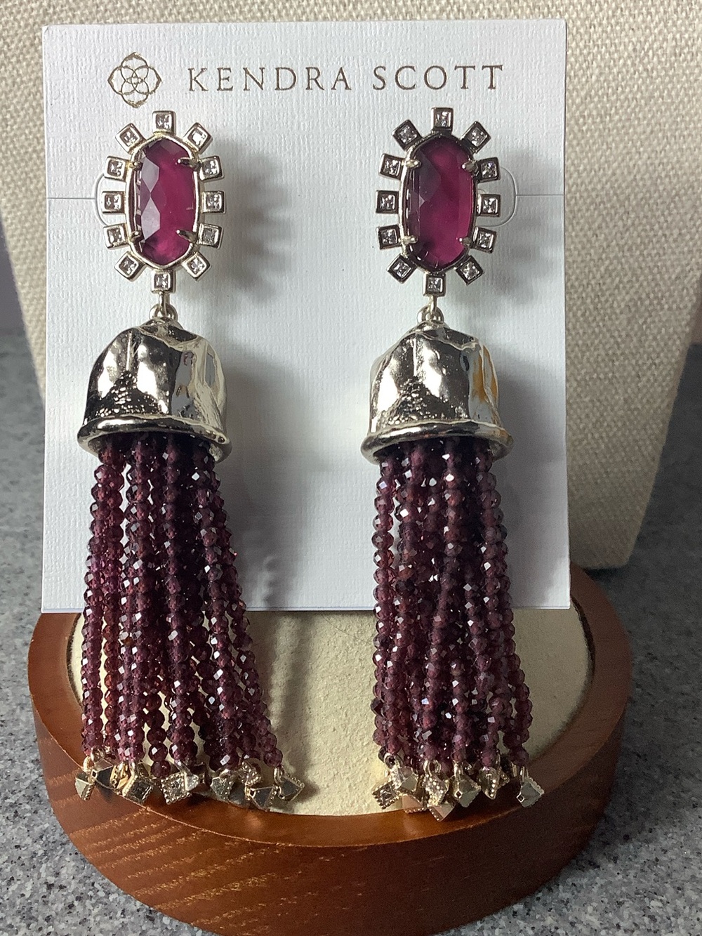 Kendra Scott Deep Berry Beaded Tassel Drop Earrings